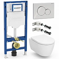 WC комплект Geberit Duofix Sigma с окачена тоалетна iCon Rimfree и бутон активатор Sigma01
