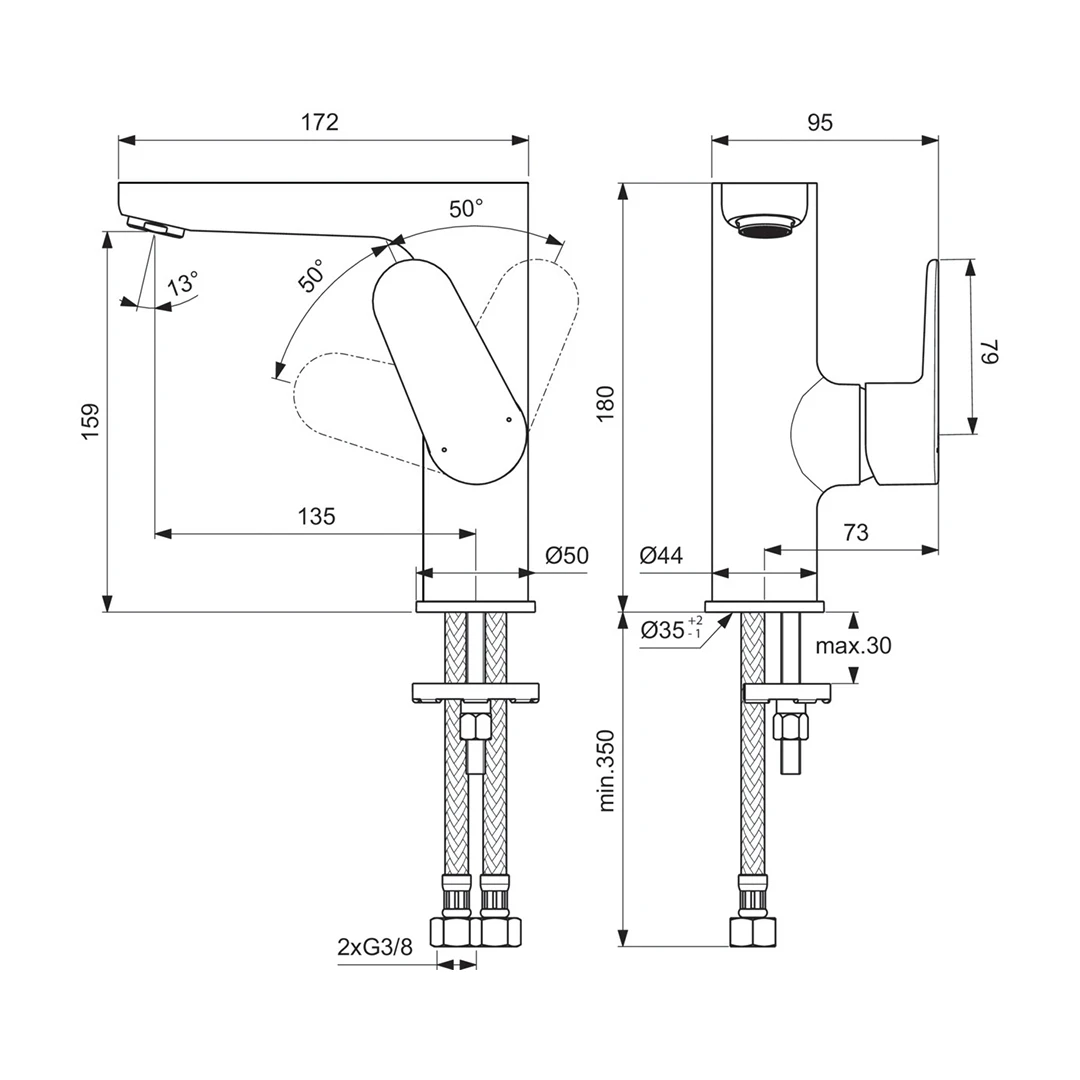 Смесител Cerafine O H155 за умивалник BC555AA/XG – Ideal Standard Cerafine O – снимка 2