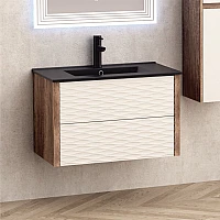 Мебели за баня PVC Inter Ceramic ICP 8043 + МИВКА ICC 8066B ЧЕРЕН МАТ