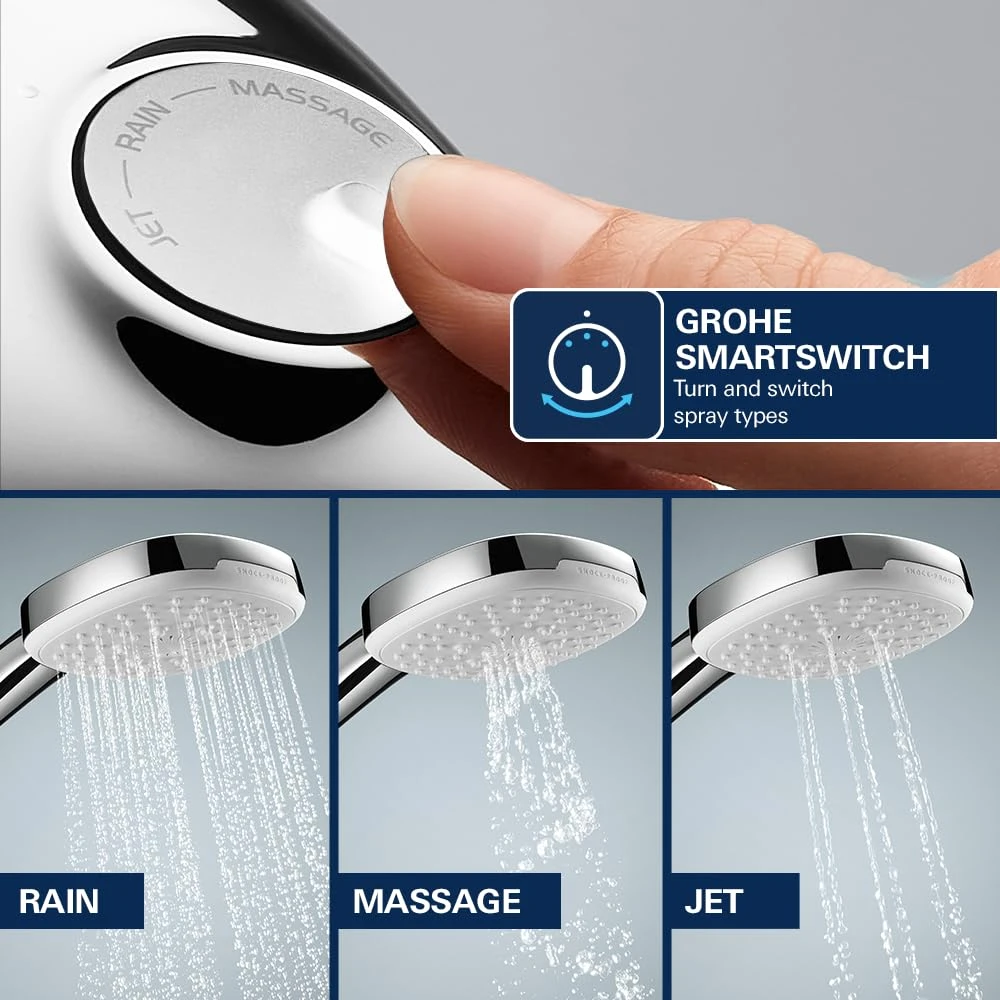 Квадратна душ слушалка GROHE Tempesta Cube 110 с три режима на струята