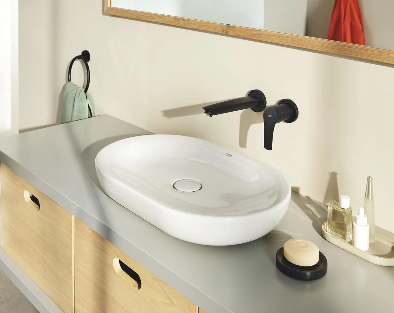Стенен смесител за умивалник GROHE Eurosmart 293382433 Matte Black