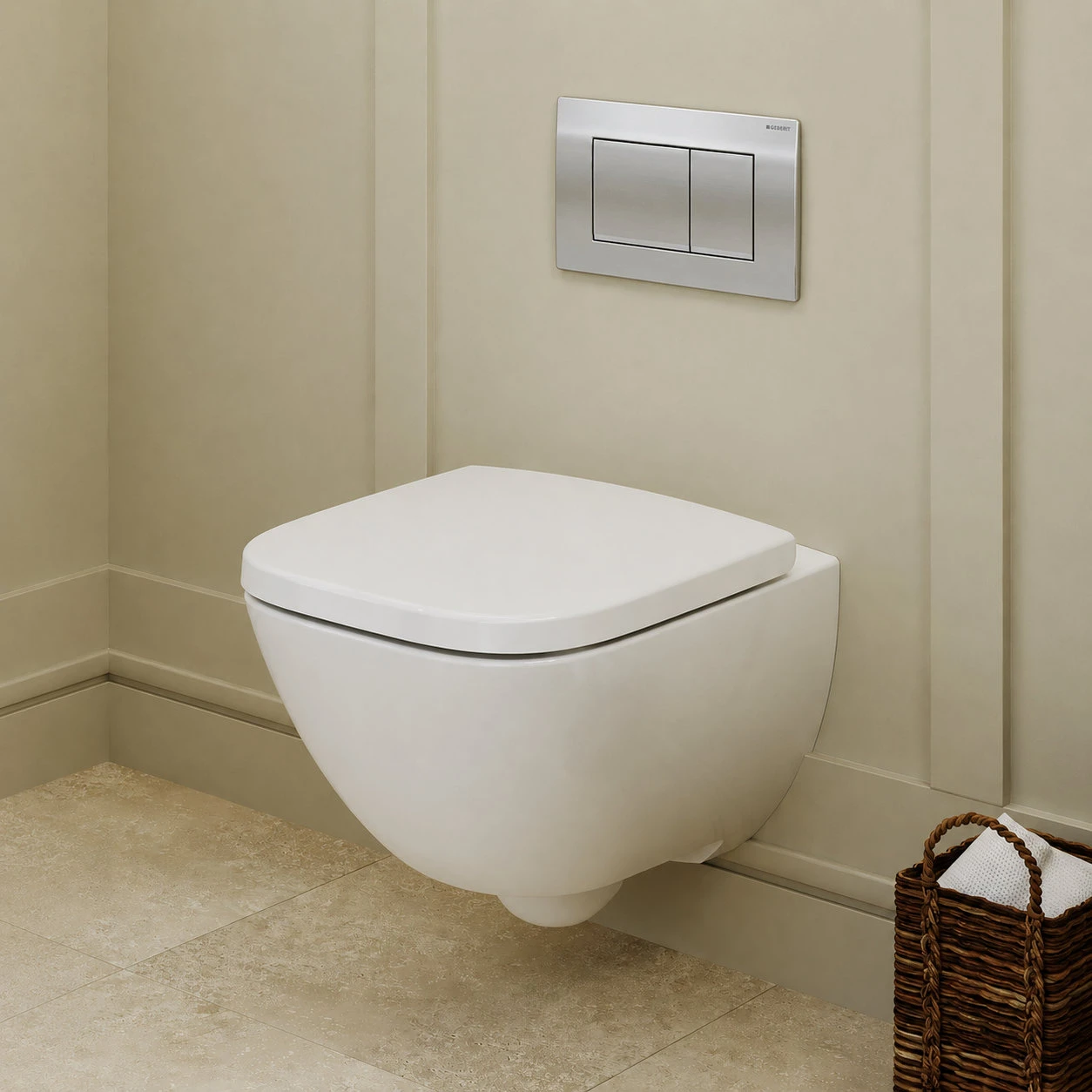 WC комплект Geberit Duofix Delta с окачена тоалетна Selnova Square Premium и активатор Delta20
