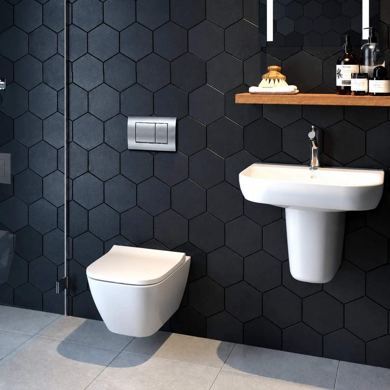 WC комплект Geberit Duofix Delta с окачена тоалетна Smyle Square и активатор Delta20
