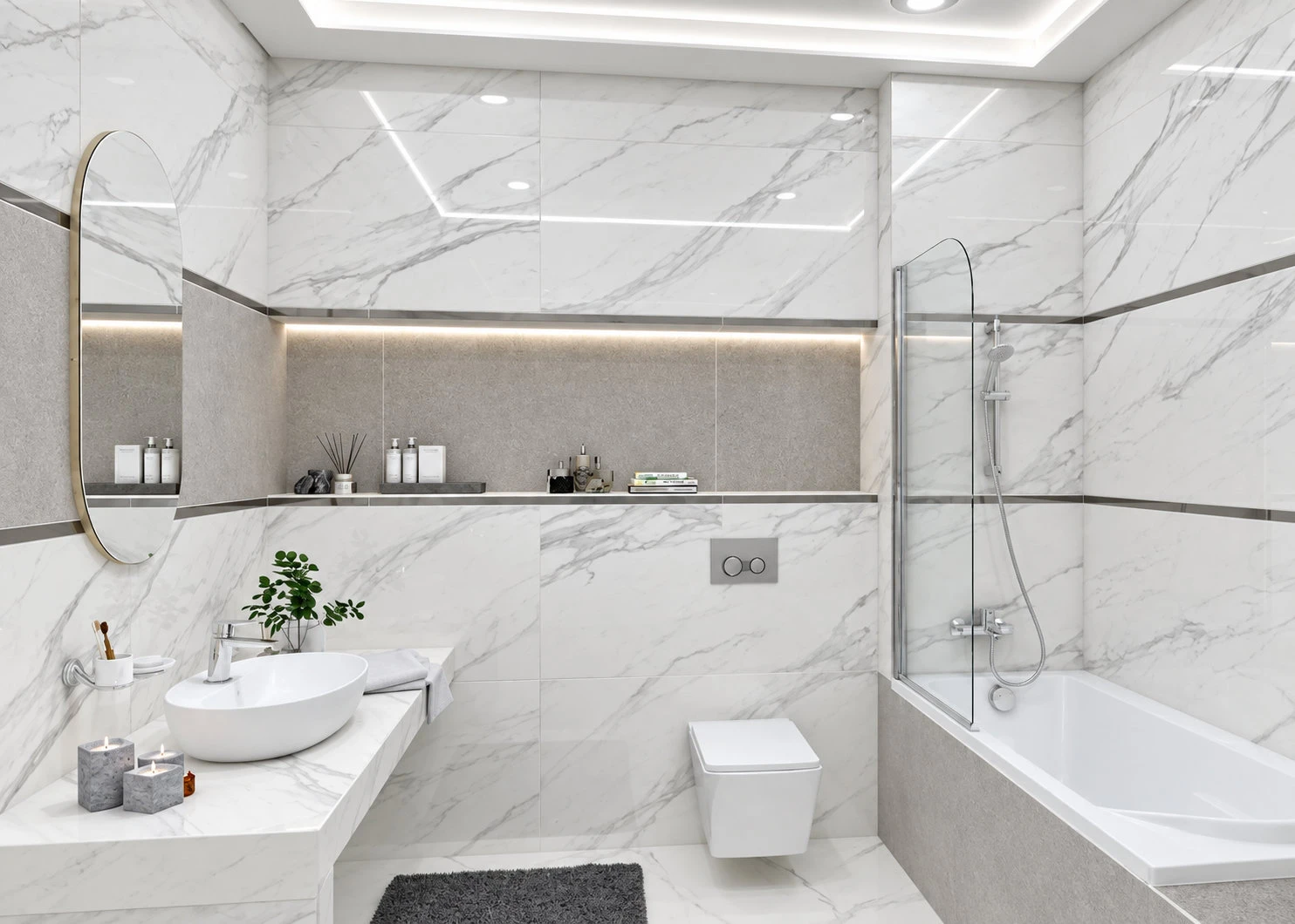 Как да комбинираме гранитогрес 60×120 в малка баня: 7 готови идеи